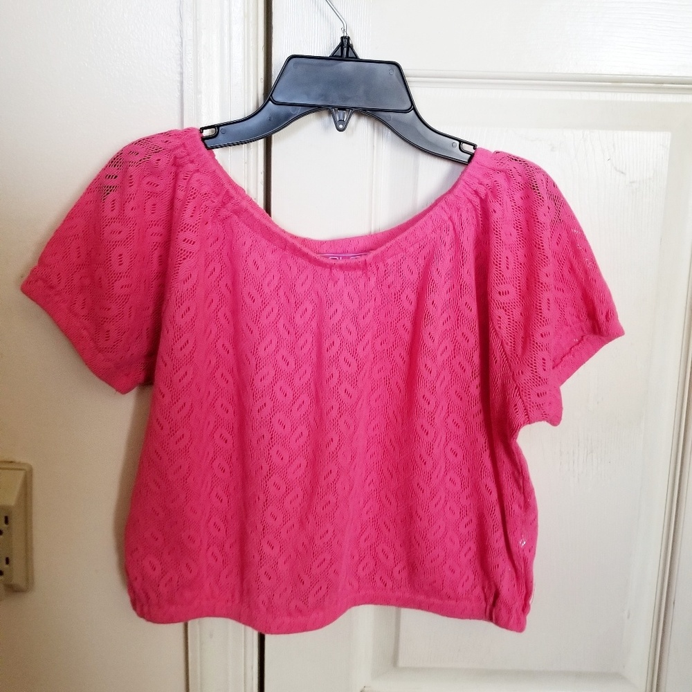 Pink "woven" kids top